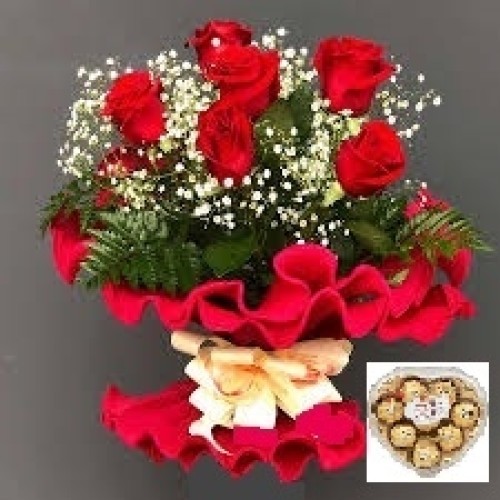 Combo 6 ITALIAN roses with Ferrero
